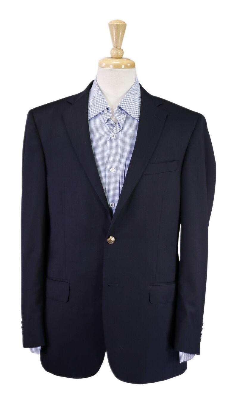 Hart Schaffner Marx Navy Blue w/ Gold Button Wool Blazer Jacket 40R